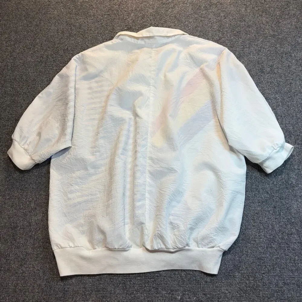 Vintage Reno II Women's Size 18W White Rainbow Polo Short Sleeve Shirt Top USA